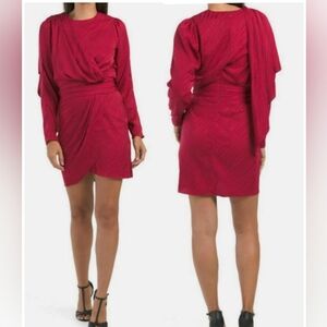 Ronny Kobo Shanaya Red Animal Print Longsleeve Mini Dress Size Meduim